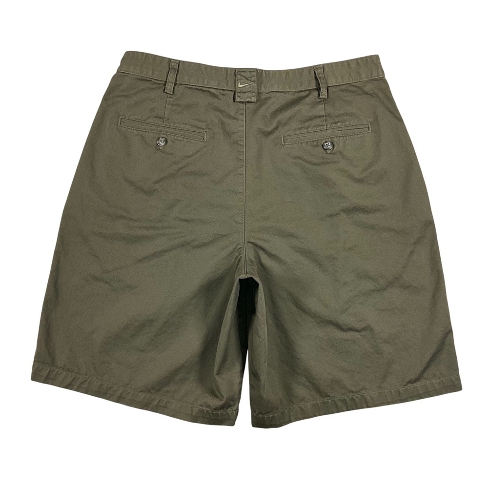 Vintage Nike Golf Double Pleated Chino Shorts Medium Olive Mens 33 Cotton Twill